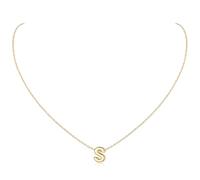 ChicSilver Collana Argento 925 Donna in Oro Bianco, Collana Donna Oro con Iniziale Lettera S Lunga 40+5CM, Ciondolo Lettera Ragazza Idee Regalo per Compleanno Anniversario