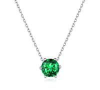 ChicSilver Collana Argento Punto Luce Collanina Argento 925 Donna Collana Argento Pietra Verde Ciondolo Smeraldo Maggio con Confezione Regalo
