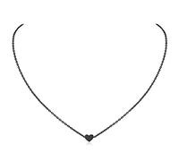 ChicSilver Collana Donna Argento 925 con Cuore, Collana Cuore Piccolo Nero Lunga 41+5cm, Collanina Cuoricino Estiva Amicizia Idee Regalo per Anniversario Natale Compleanno
