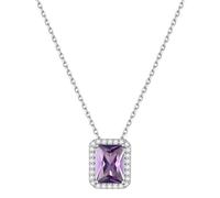ChicSilver Collana Donna Verde Smeraldo Ciondolo Portafortuna Argento 925, Collana con Smeraldo Verde Alessandrite Giugno Pietra Rettangolare Confezione Regalo