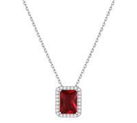 ChicSilver Collanine Argento Donna Sottili Collana Rubino Rosso, Collana con Rubino Rosso Granato Gennaio Pietra Rettangolare Confezione Regalo