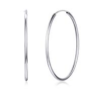 ChicSilver Orecchini a Cerchio Grandi Donna Argento 925 Orecchini Donna Cerchio a Clip Argento 925 50mm, Orecchini Hoops da Donna