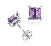 ChicSilver Orecchini a Lobo Argento 925, Orecchini con Ametista Pietre Quadrata, Orecchini con Pietre Viola Alessandrite Giugno Confezione Regalo