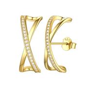 ChicSilver Orecchini da donna in argento 925 C orecchini oro/argento involucro lobo orecchini donna donna cartilagine orecchini zirconi lucidi regali per la festa della mamma compleanno