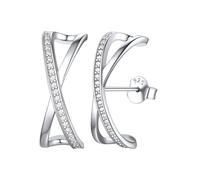 ChicSilver Orecchini da donna in argento 925 C orecchini oro/argento involucro lobo orecchini donna donna cartilagine orecchini zirconi lucidi regali per la festa della mamma compleanno