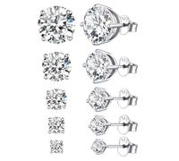 ChicSilver Orecchini Donna Argento 925, 3/4/5/7/9 Paia Set Orecchini Donna Diamante, Orecchino a Lobo Punto Luce con Zirconia Cubica, Confezione Regalo