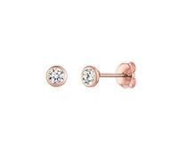 ChicSilver Orecchini Donna Argento 925, 3mm Orecchini Donna Oro Rosa, Orecchino a Lobo Punto Luce con Zirconia Cubica, Confezione Regalo