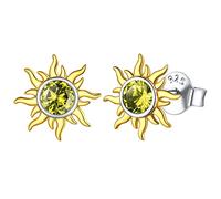 ChicSilver Orecchini Lobo Argento 925 Sole Orecchini con Topazio Giallo Citrino Orecchini Peridoto Agosto Confezione Regalo
