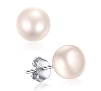 ChicSilver Orecchini Perle Argento 925 in Oro Bianco, Semplici ed Eleganti Con Perle 8MM, Idee Regalo per Compleanno/Matrimonio/Anniversario/Laurea