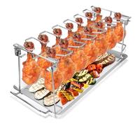 ChicSolis Rack per cosce di pollo in acciaio inox con vaschetta di raccolta, pieghevole per cosce di pollo, può contenere 12 cosce di pollo, lavabile in lavastoviglie