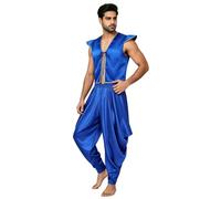 CHICTRY Adulti Costume Principe Arabo Da Per Uomini Set Pezzi Gilet Azzurro | Vestito In Satin Completo,Chiusura Lacci Davanti Del Gilet,Outfit Rave,Carnevale,Festival Musicale,Festa A Tema,Compleanno