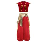 CHICTRY Aladino Costume Principe Arabo Bambino Gilet Viola Harem Pantaloni Bimbo Vita Alta Sultano Cosplay Costume Carnevale Halloween Travestimenti Festa di Compleanno Rosso C 15-16 anni