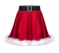 CHICTRY Bambina Gonna Babbo Natale Gonna in Velluto Morbido con Cintura Elastica Abito da Ballo Danza Balletto Jazz Latino Pattinaggio Artistico Cosplay Natale Christmas Rosso 14 Anni