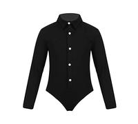 CHICTRY Body Bimbino Elegante Camicia con Bottoni Pagliaccetto con Colletto Smoking Bodysuit Manica Lunga Abito da Battesimo Completo da Ballo Tutine Gentleman Suit Nero 12 Anni