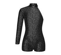 CHICTRY Body da Ginnastica Artistica Bambina Paillettes Metallico Leotards Vestito Danza Classica Jumpsuit Manica Lunga Body da Balletto Jazz Danza Moderna Performance Nero A 11-12 Anni