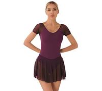 CHICTRY Body Danza Classica Donna Cotone Maniche Lunghe Leotard Balletto Dancewear Vestito da Balletto Body Ginnastica Artistica per Gara Vestito Ballerina Dancewear Viola XXL