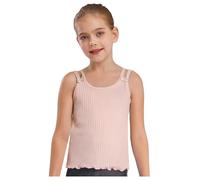 CHICTRY Canotte da Ragazza Canottiere Elastica Top Senza Manica Magliette Intime Gilet con Doppia Spaghetti Crop Top Danza Classica T-Shirt Ginnastica Artistica Rosa 2-3 Anni