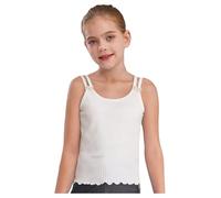 CHICTRY Canotte da Ragazza Canottiere Elastica Top Senza Manica Magliette Intime Gilet con Doppia Spaghetti Crop Top Danza Classica T-Shirt Ginnastica Artistica Bianco 2-3 Anni