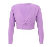 CHICTRY Cardigan Bambina Maglioncino a Manica Lunga Scaldacuore Coprispalla Incrocio Top da Danza Classica Bolero da Ballo Top da Ginnastica Ballerina Jazz Danza Moderna Viola 1-6 Anni
