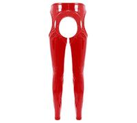 CHICTRY Collant Donna Hot per Sesso Leggings Pantaloni Lucidi Aperti Stockings Pantacollant Skinny Hot Pants Calze Autoreggenti Senza Cavallo Clubwear per Feste Rosso L