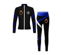CHICTRY Completo Sportivo Bambina Tuta da Pattinaggio su Ghiaccio Foderata in Pile Giacca Invernale Jacket con Zip Manica Lunga con Pantaloni Sportivi Tracksuit Blu 11-12 anni