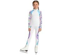 CHICTRY Coordinato da Bambina Ragazza 2 Pezzi Giacca Invernale Pullover con Zip + Pantaloni da Pattinaggio Artistico in Pile Tuta da Pattinaggio su Ghiaccio Bianco A 15-16 anni