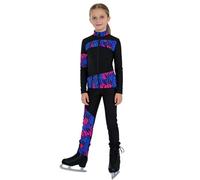 CHICTRY Coordinato da Bambina Ragazza 2 Pezzi Giacca Invernale Pullover con Zip + Pantaloni da Pattinaggio Artistico in Pile Tuta da Pattinaggio su Ghiaccio Verde B 7-8 anni
