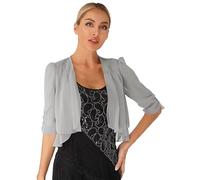 CHICTRY Coprispalle Elegante Donna Cerimonia Matrimonio Scialle e Stola Morbida Chiffon Parei Estivo Asimmetrico Poncho Corto Cardigan Bolero Sposa Abiti da Sera Festa Party Grigio J XL