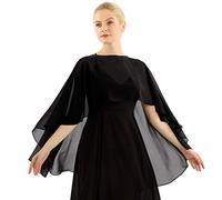 CHICTRY Coprispalle Elegante Donna Cerimonia Matrimonio Scialle e Stola Morbida Chiffon Parei Estivo Asimmetrico Poncho Corto Cardigan Bolero Sposa Abiti da Sera Festa Party Nero Taglia Unica