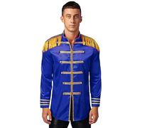 CHICTRY Costume da Presentatore di Circus per Uomo Blazer con Nappe Jacket del Festival Musicale del Batterista Banda Militare Cosplay Halloween Carnevale Blu M