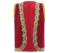 CHICTRY Gilet Arabo Principe Bamibno Senza Manica Giacca Orientale Cardigan Leggero Aperto sul Davanti Costume Genio della Lampada Costume Carnevale Halloween Rosso A 4-5 anni
