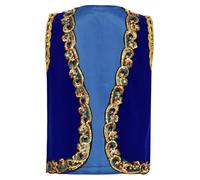CHICTRY Gilet Arabo Principe Bamibno Senza Manica Giacca Orientale Cardigan Leggero Aperto sul Davanti Costume Genio della Lampada Costume Carnevale Halloween Blu B 13-14 anni