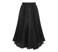 CHICTRY Gonna Pieghettata Maxi Lunga in Raso per Bambina - Ombrello per Flamenco Spagnolo, Danza del Ventre, Messicano Folklorico Performance - Nero 7-8 Anni