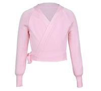 CHICTRY Maglia a Incrocio Bambina per Danza Classica Maglioncino da Balletto Crop Top da Ballo Ginnastica Cotone Maglione da Danza Maniche Lunghe Scaldacuore Ragazza Ballerina Rosa 5-6 Anni