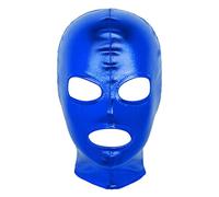 CHICTRY Maschera Copricapo in Lattice per Adulti Carnevale Passamontagna Sexy Latex con Cerniera Copriviso per Moto Matellico Copricapo Maschera a Testa Hood Mask Berretto Blu Taglia unica