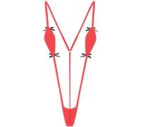 CHICTRY Monokini Donna Mare Sexy Trasparente Costume da Bagno Intero Schiena Nuda Un Pezzo Tankini Costume da Bagno Curvy Micro Bikini Brasiliana SGAMBATO Trikini Rosso I Taglia Unica
