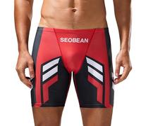 CHICTRY Pantaloncini da Bagno da Uomo a Vita Alta ad Asciugatura Rapida Leggings Corti Shorts Pantaloncini da Surf Costume da Bagno per Nuoto e Spiaggia Rosso M