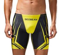 CHICTRY Pantaloncini da Bagno da Uomo a Vita Alta ad Asciugatura Rapida Leggings Corti Shorts Pantaloncini da Surf Costume da Bagno per Nuoto e Spiaggia Nero L