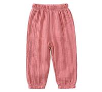 CHICTRY Pantaloni in Cotone Unisex Bimbi Harem Pantaloni da Casa Pigiama Comodo Bloomers Anti-Mosquito Pantaloni Zanzara Lunghi Rosa 4-5 Anni