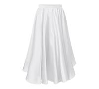 CHICTRY Pieghettato Maxi Gonna Lunga Bambina Gonna Lunghezza in Raso Gonna Ombrello Gonna per Flamenco Spagnolo Danza del Ventre Messicano Folklorico Performance Bianco 3-4 Anni