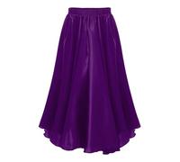 CHICTRY Pieghettato Maxi Gonna Lunga Bambina Gonna Lunghezza in Raso Gonna Ombrello Gonna per Flamenco Spagnolo Danza del Ventre Messicano Folklorico Performance Viola 11-12 Anni