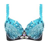 CHICTRY Reggiseno con Paillettes da Donna Latino Danza del Ventre Crop Top Brassiere Seamless Canotta con Motivo a Squame di Pesce Costumi da Sirena Bikini Top Tipo A M