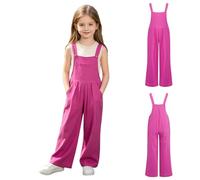 CHICTRY Salopette Da Bambina Combinazione Estiva Bambine Combinazione Senza Maniche E Con Gambe Larghe Overall Bimba Overall Corto Bambine Rosa scuro 13-14 anni