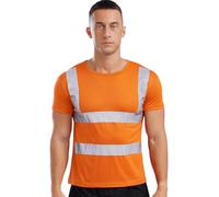 CHICTRY T-Shirt da Lavoro Alta visibilità per Uomo Donna Gilet di Sicurezza Riflettente Work Tops Maglietta a Maniche Corte Sportiva Asciugatura Rapida Arancione M