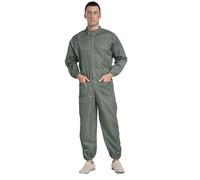 CHICTRY Tuta Intera da Lavoro Uomo Tuta Meccanico Protettiva con Cerniera e Cappuccio Abbigliamento Protettiva Lavabile e Riutilizzabile Antistatica Antipolvere Grigio B 3XL