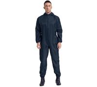 CHICTRY Tuta Intera da Lavoro Uomo Tuta Meccanico Protettiva con Cerniera e Cappuccio Abbigliamento Protettiva Lavabile e Riutilizzabile Antistatica Antipolvere Blu scuro 3XL