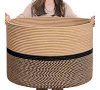 CHICVITA - Cesto in corda di cotone, misura XXL, con manici, 55,9 x 55,9 x 35,6 cm, colore: nero