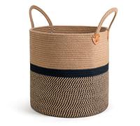 CHICVITA Cesto portaoggetti extra large in iuta con manici, cesto portabiancheria, giocattoli, asciugamani, coperte, cestino per la casa, regalo, 40,6 x 40,6 cm, nero