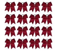 chiduerm 16 fiocchi per cheerleader, 20,3 cm, grandi, in gros-grain, elastici fatti a mano, per cheerleader, ragazze, scuola, università, sport (rosso vinaccia)