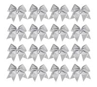 chiduerm 16 fiocchi per cheerleader, 20,3 cm, grandi, in gros-grain, fatti a mano, per cheerleader, ragazze, scuola, università, sport (argento glitterato)
